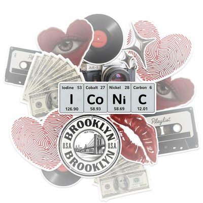 10 Pcs Y2K Aesthetic Stickers, Retro 2000s Vinyl Decals with Cassette Tape, Camera, Lips, Heart & Money Designs, Waterproof Laptop Stickers for Teens, Girls & Scrapbook Decor