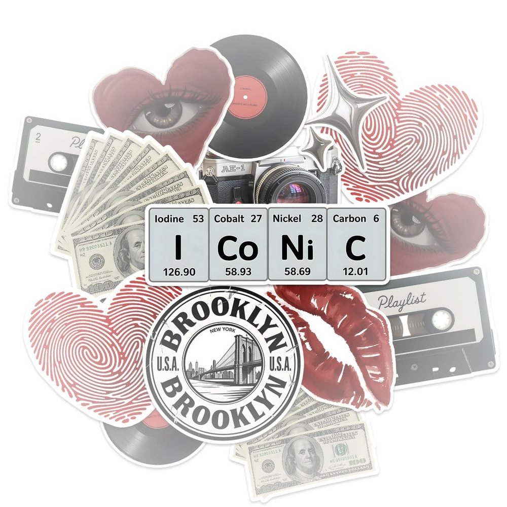 10 Pcs Y2K Aesthetic Stickers, Retro 2000s Vinyl Decals with Cassette Tape, Camera, Lips, Heart & Money Designs, Waterproof Laptop Stickers for Teens, Girls & Scrapbook Decor