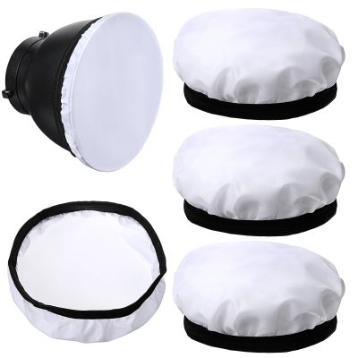 4 Pcs Light Diffusers Sock, 7"/18cm Diffuser Lamp Sock Soft Covers, White Standard Cloth Diffusers Light Socks, LampShade Reflector Lamp Socks for Studio Strobe Reflectors