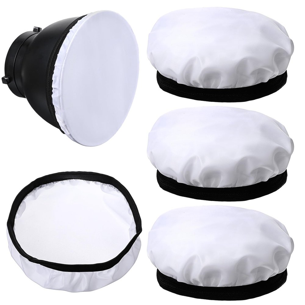 4 Pcs Light Diffusers Sock, 7"/18cm Diffuser Lamp Sock Soft Covers, White Standard Cloth Diffusers Light Socks, LampShade Reflector Lamp Socks for Studio Strobe Reflectors