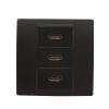 3-Port HDMI 2.0 Black Wall Plate Socket 86x86mm Triple HDMI Compatible Panel view 1