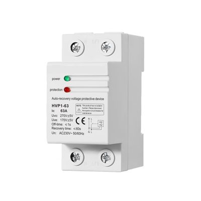 40A 63A 230V Din Rail 2 LED Reconnect Over Voltage and Under Voltage Protective Device Protector Protection Relay(40A)