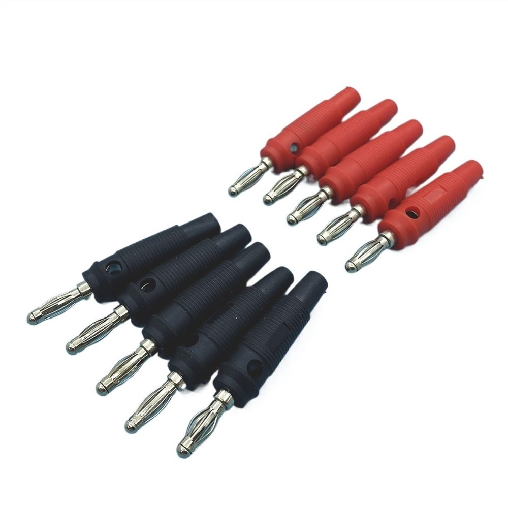 1Pair 4mm Type Male Banana Jack Connector Musical Speaker Cable Wire Pin Banana Adapter Red and Black(1Pcs Black 1Pcs Red)