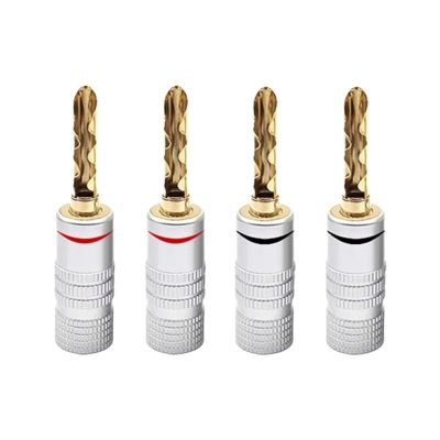 10PCS Pure Copper Gold Plated 4mm Banana Connector for Audio Video Speaker Cable Terminal Connectors Adapter(5 Red 5 Black)