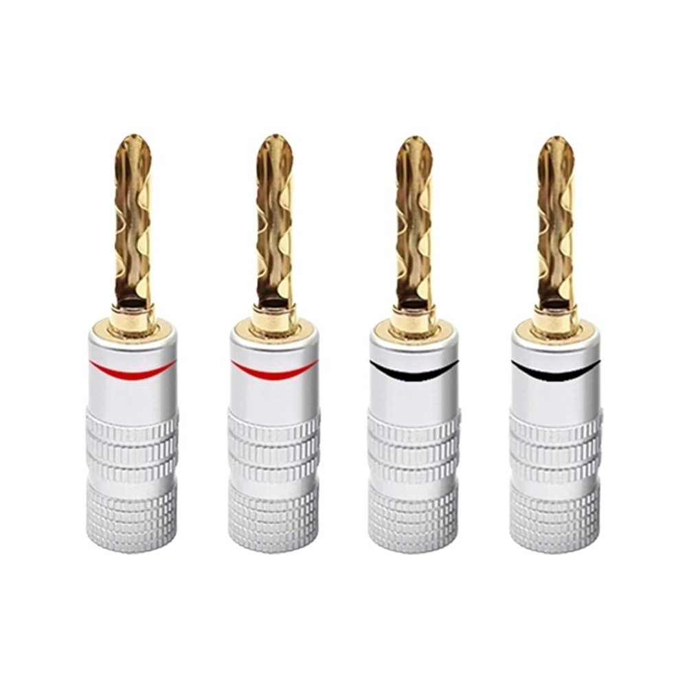 10PCS Pure Copper Gold Plated 4mm Banana Connector for Audio Video Speaker Cable Terminal Connectors Adapter(5 Red 5 Black)