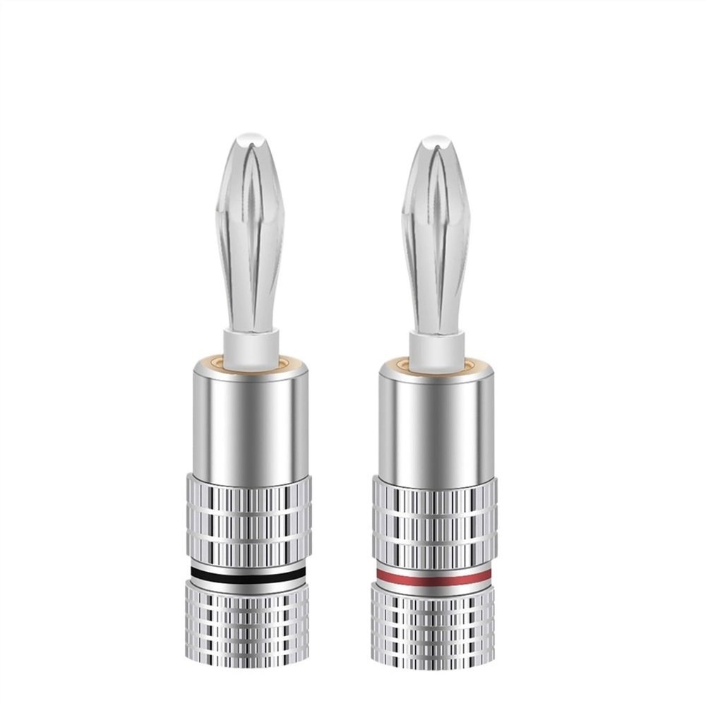 4pcs Banana Plugs 24K Silver Plated 4mm Red Black Amplifier Banana Speaker Jack Connector Match Aluminum House