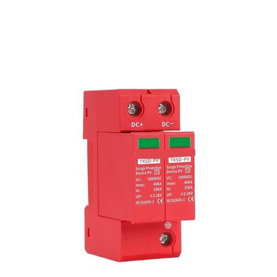 2P 40KA 60KA 500V 600V 800V 1000V DC SPD Surge Protective Device Voltage Protector Solar PV Photovoltaic Lightning Arrester(60KA,DC 1000V)