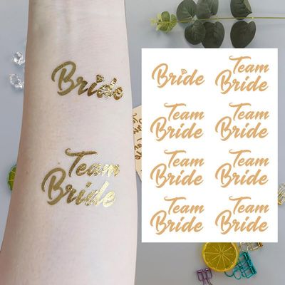 Gold Wedding BrideTeam Temporary Tattoos - 2Sheets Glitter Styles Party Decoration, Bridesmaid Favor, Bride to Be Gift, Bridal Shower Supplies