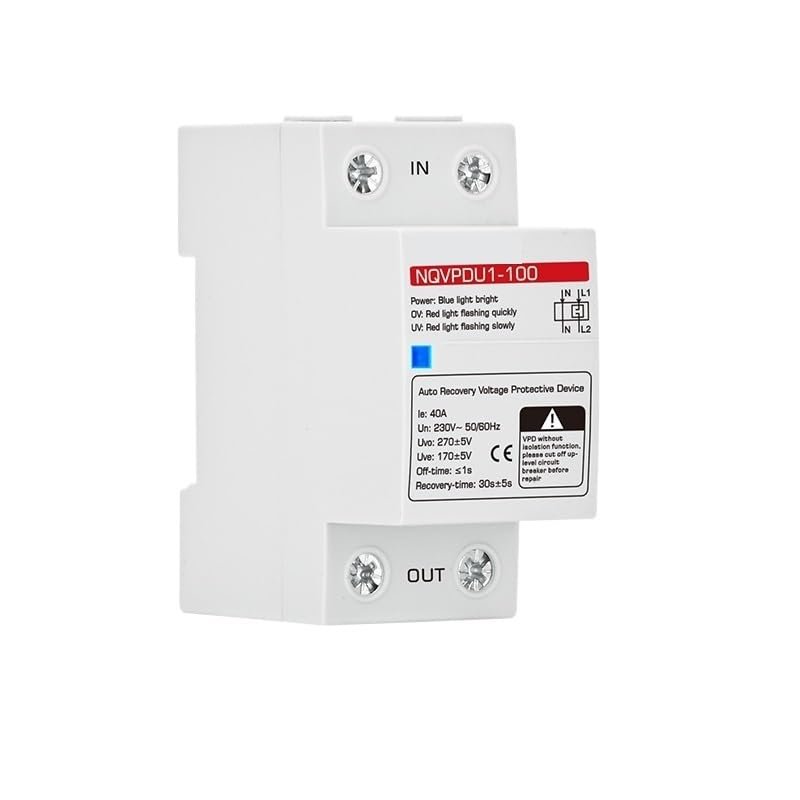 Single Light Over Under Voltage Protector 220V 230V 110V Recovery 40A 63A 2P AC Electrical Lower Voltage Protector(40A)