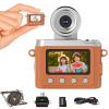 Heliora Mini Keychain Digital Camera, Retro CCD Camera 1080P Flip the Lens Digital Camcorder with 32GB Card & 3-in-1 Card Reader, Portable Tiny Camera for Kids, Beginner, Travel, Party and Vlog(Brown) view 1
