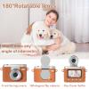 Heliora Mini Keychain Digital Camera, Retro CCD Camera 1080P Flip the Lens Digital Camcorder with 32GB Card & 3-in-1 Card Reader, Portable Tiny Camera for Kids, Beginner, Travel, Party and Vlog(Brown) view 4