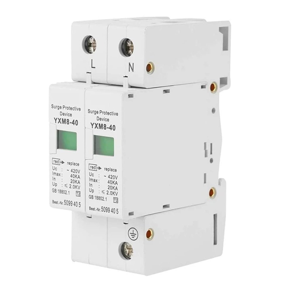 Arrester Device 220V 2P 40KA Photovoltaic House Surge Protector Low-Voltage Arrester for Household Electrical Apparat