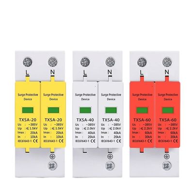 AC SPD 2P 275V 385V 420V 20KA 40KA 60KA House Lightning Surge Protector Protection Protective Low-Voltage Arrester Device(275V,20-40KA)