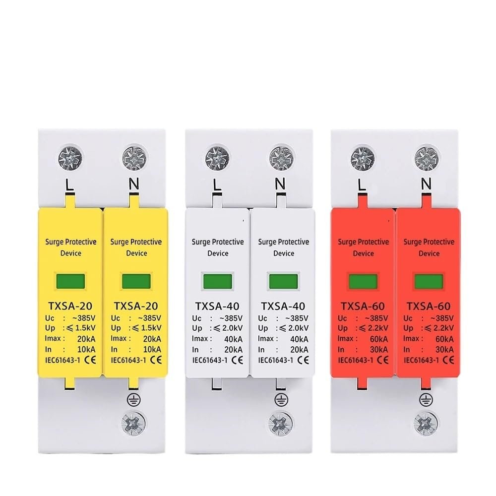 AC SPD 2P 275V 385V 420V 20KA 40KA 60KA House Lightning Surge Protector Protection Protective Low-Voltage Arrester Device(275V,20-40KA)