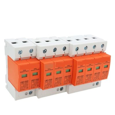 1Pcs AC SPD Surge Protector LBO Low Voltage Distribution Household Arrester Lightning Protection Device 2P 3P 4P Switch Module(4P AC,10-20KA(385V))