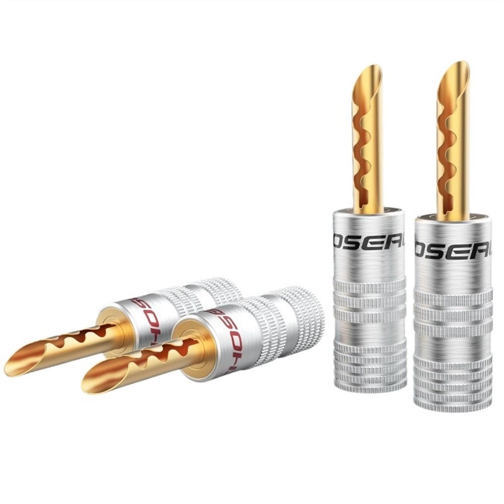 Banana Plugs for Speaker Wire 24K Gold Plated Banana Adapter Connector 4PCS(QS9006)