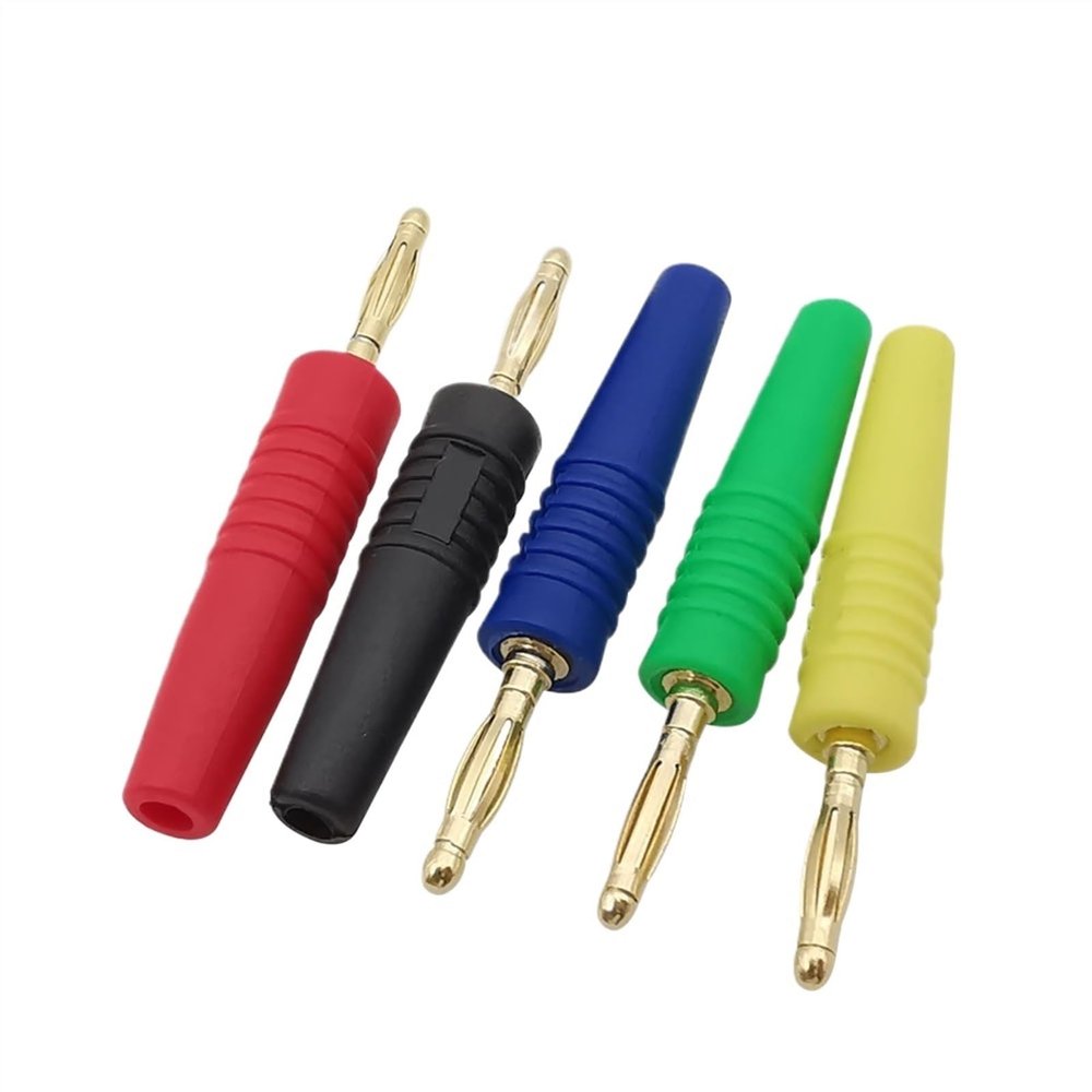 2Pcs 2mm Gold Plated Banana Jack Connector 2mm Male Speaker Amplifier Cable Wire Solder Type Bananas Connector(2 Red)