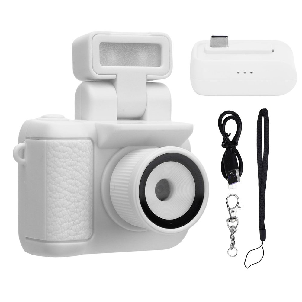 Jectse Tiny Portable Small Camera, 1080P HD Display Thumb Sized Camera Keychain with 32GB Memory Card Built in Flash, Ideal for Social Media Sharing or Printing (White)