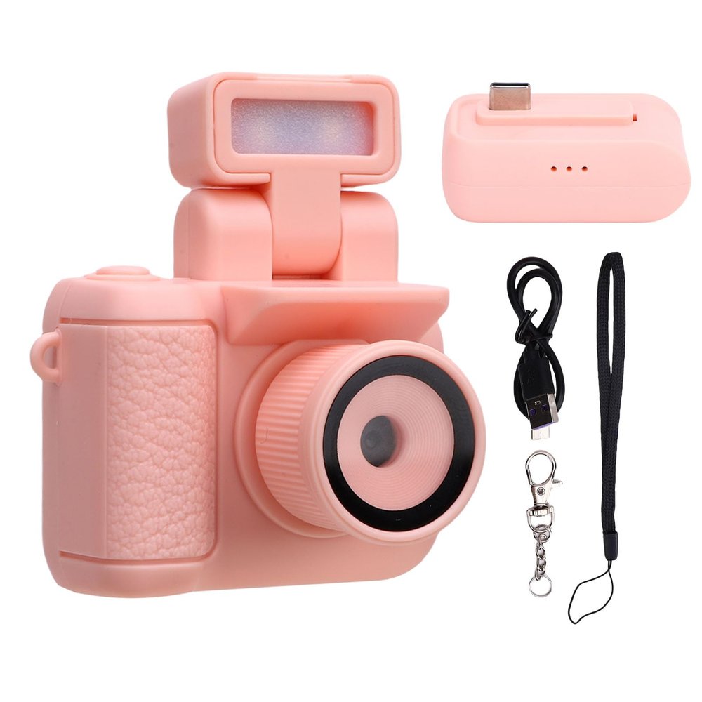 Jectse Tiny Portable Small Camera, 1080P HD Display Thumb Sized Camera Keychain with 32GB Memory Card Built in Flash, Ideal for Social Media Sharing or Printing (Pinkish)