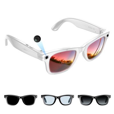 Domars AI Smart Glasses with 8MP Camera, Real-Time Translation, 32MP HD Photos, Anti-Shake Video, IP65 Waterproof, 35g Ultra-Light Design for Business & Travel (Red)