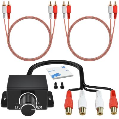 UBANU 3Pcs Universal RCA Level Controller with Audio Cables | Car Audio Bass Control Knob | RCA Stereo Cables | for Motorcycle, Home Theater, Speakers