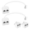 4 Pack Phone Line Splitter, RJ11 6P4C 1 Male to 2 Female Two Way Wall Jack Adapter, 2 Pcs with Pigtail Cable and 2Pcs Wireless for Office Home Landline Telephone, Fax Machine, Modem (White) view 1