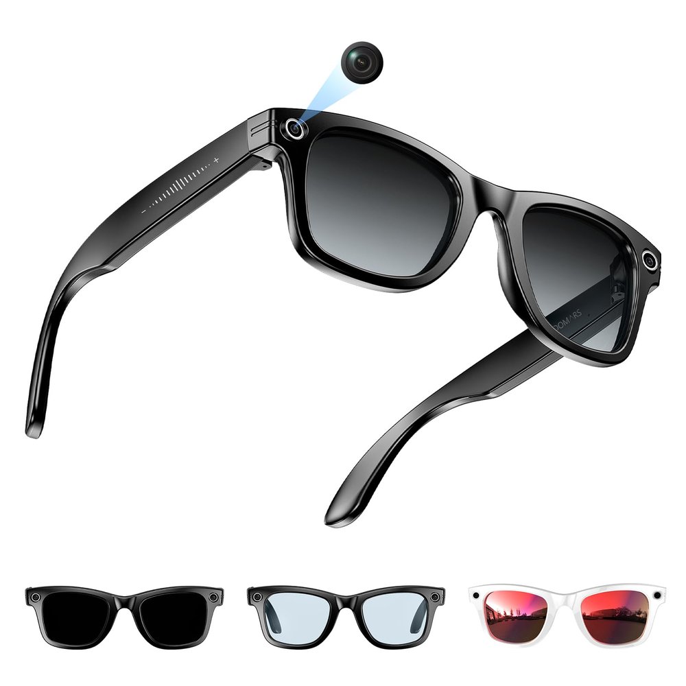 Domars AI Smart Glasses with 8MP Camera, Real-Time Translation, 32MP HD Photos, Anti-Shake Video, IP65 Waterproof, 35g Ultra-Light Design for Business & Travel (Color-Change)