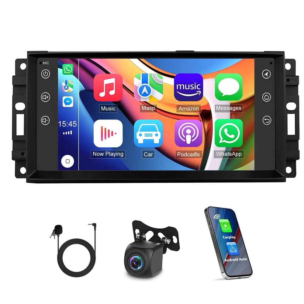 2GB+32GB Car Radio Stereo for Dodge Challenger 2008 2009 2010 2011 2012-2014, 7 Inch Touch Screen Bluetooth Radio with Wireless CarPlay Android Auto,GPS Navigation,WiFi,FM,SWC,AUX-in,AHD Backup Camera