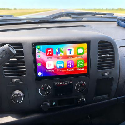 8 Inch Car Stereo for Chevy Silverado 3500 2007-2014 with Wireless with Carplay Android, Touch Screen for Silverado 3500 Radio Upgrade, GPS Navigation, WiFi, FM, Bluetooth, SWC, 2+32GB