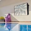 Outdoor TV Cover 50 Inch Tropical Palm Leaf Trees TV Enclosure Beige Wood Grain TV Covers for Outside TV Display Screen Protector with Remote Control Pocket Home Decor view 3