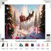 12x8ft Merry Christmas Santa Sleigh Backdrop Winter Snow Forest Xmas Trees Holiday Party Photography Background Decorations Happy New Year Party Supplies Photoshoot Studio Props Fabric view 3