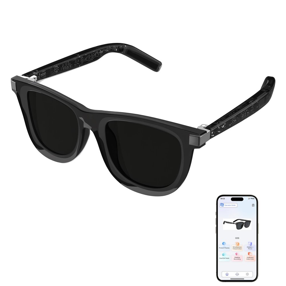 2025 Upgraded AI Smart Glasses Powered by ChatGPT, Real-time Translation (110+ Languages), Bluetooth 5.4 Sunglasses for Men & Women, UV400 Polarized Lenses, Voice Control, Built-in Mic & Speakers