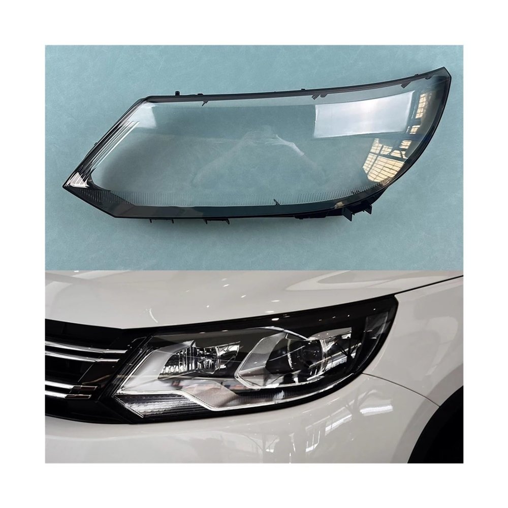Car Headlight Lens Cover Headlamp Lampshade Compatible for VW Tiguan 13-17 Shell Replace Original(Right) (Left)