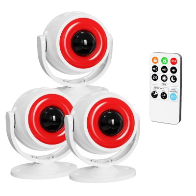 3 Pack Wireless Motion Detector Alarm for Indoor Use, PIR Motion Sensor with Sound Player for Pets, Dogs & Animal Deterrent, Intruder Alert & Remote Safety System, Noise Maker Sensor de Movimiento