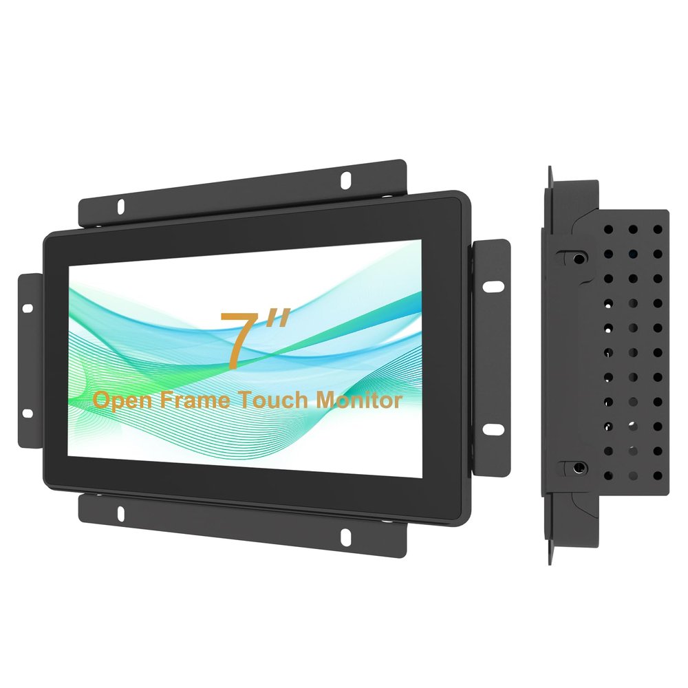Senisway 7 Inch Industrial Touch Monitors 10 Points Embedded Open Frame Monitor 1024x 600 @ 60Hz TFT LCD Suitable for kiosks, ATMs, Vending Machines