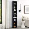 8-Tier Media Tower Rack, CD DVD Slim Storage Cabinet with Adjustable Shelves, Tall Narrow Bookcase Display Bookshelf for Home Office,Multi-functional double-decker bookcase (Black) view 1