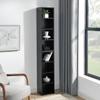 8-Tier Media Tower Rack, CD DVD Slim Storage Cabinet with Adjustable Shelves, Tall Narrow Bookcase Display Bookshelf for Home Office,Multi-functional double-decker bookcase (Black) view 3