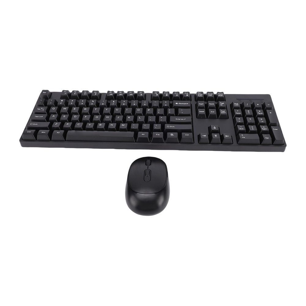 Yoidesu Wireless Keyboard and Mouse Combo, 2.4GHz 104 Keys Full Size Ergonomic Keyboard, Smart, Anti Fading for Laptop, Computer, PC (Black)