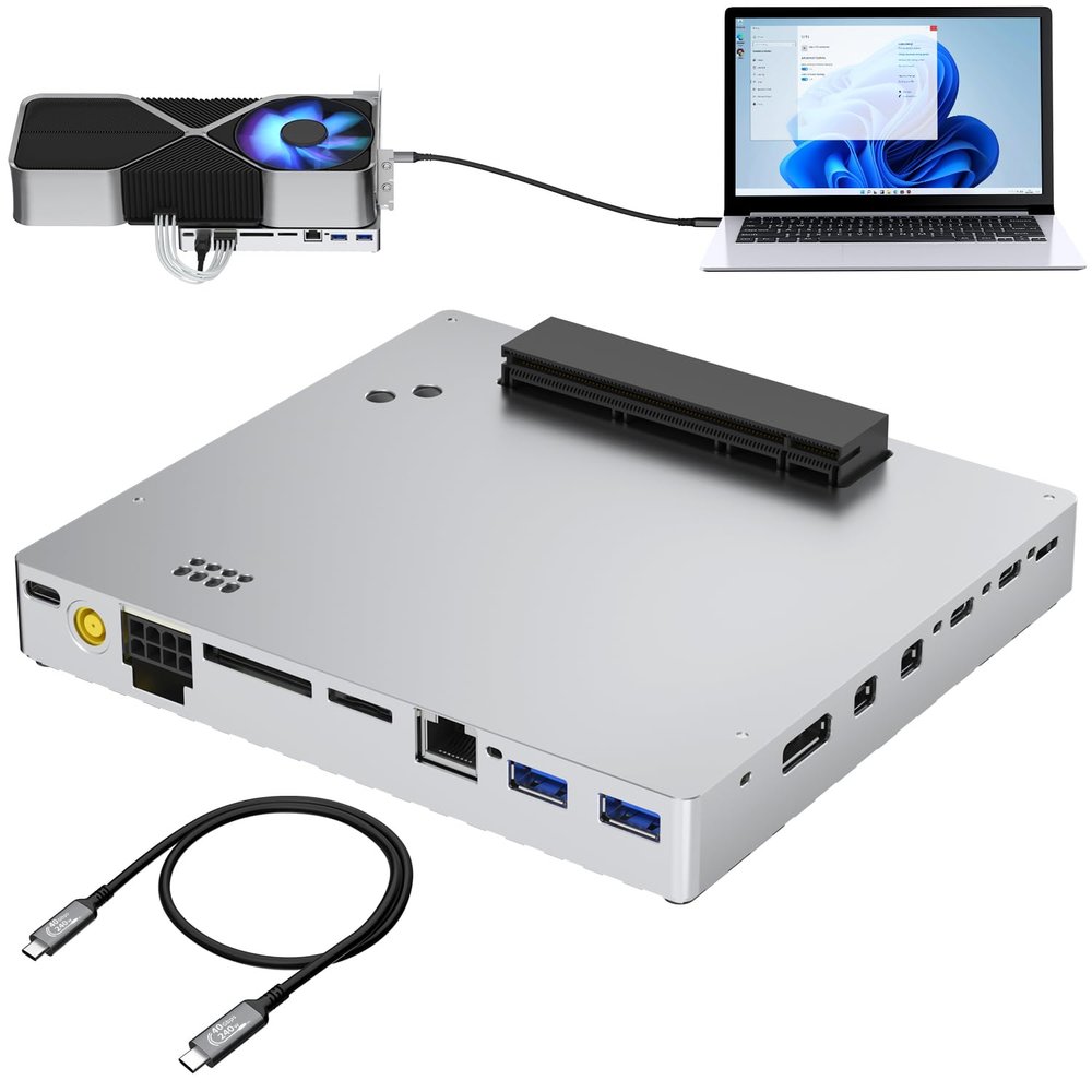 PCIE 3.0 x16 24Gbps Thunderbolt eGPU Dock, Cable Compatible with External GPU NVIDIA AMD Graphics Card for Windows Laptop Gaming Console Featuring Thunderbolt 3/4 USB 4, Powered by PD/DC/ATX