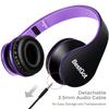 BESTGOT Kids Headphones for Children with Microphone Volume Control Foldable Headset with 3.5mm Plug Removable Cord (Black/Purple) view 2
