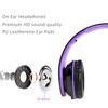 BESTGOT Kids Headphones for Children with Microphone Volume Control Foldable Headset with 3.5mm Plug Removable Cord (Black/Purple) view 3