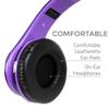 BESTGOT Kids Headphones for Children with Microphone Volume Control Foldable Headset with 3.5mm Plug Removable Cord (Black/Purple) view 4
