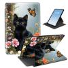 HGGJFLYX Case for Kindle Fire HD8 2018/2016/2017 Tablet,360 Degree Rotating Multi-Angle Viewing Stand Fold Leather Tablet Cover 8" for Kindle Fire HD8 2018,Auto Sleep/Wake,Garden Black Cat view 1