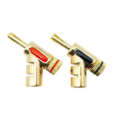8Pcs 24K Gold Plated Banana Connectors Audio 45Dgree Locking Banana for Speaker Cable(8Pcs Mixed)