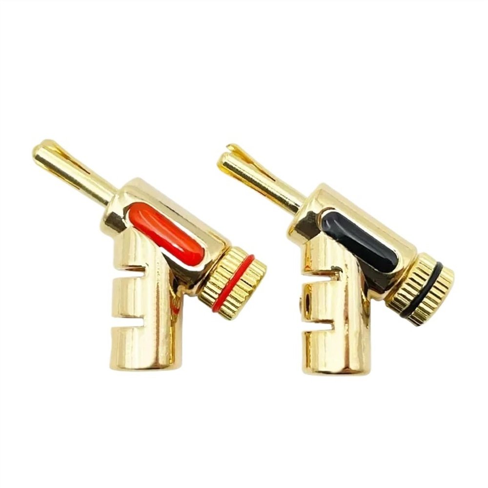 8Pcs 24K Gold Plated Banana Connectors Audio 45Dgree Locking Banana for Speaker Cable(8Pcs Mixed)