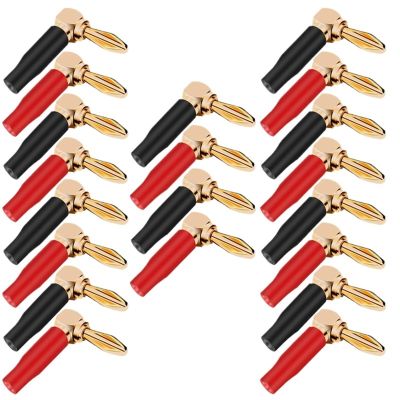 20PCS 4mm L-Shaped Right Angle Banana Soft Plastic Shell 90 Degree Banana Connector Red Black
