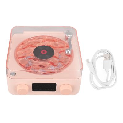 ariarly Bluetooth Speaker with Ambient Light and Time Display Retro Player Style Speaker 3 in 1 Multifunction Small Stereo Wireless for Bedroom, Party (Pink)