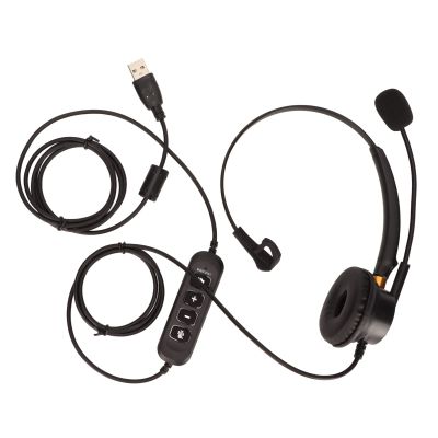 PinzqTrading ENC Telephone Headset, Single Ear Service Headphone with USB Plug, Active Noise Cancellation for Call Center, Telemarketing, Customer Service, Clear Conversations, Comfortable to