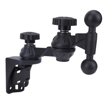 Luocute Aluminum Fish Finder Mount, Adjustable Marine Electronic Holder Bracket for Boat GPS Fish Finder with Dual Ball Head, Rubber Pad, Multiple Joint Rotations, Reinforced Arm