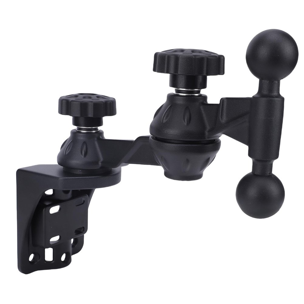 Luocute Aluminum Fish Finder Mount, Adjustable Marine Electronic Holder Bracket for Boat GPS Fish Finder with Dual Ball Head, Rubber Pad, Multiple Joint Rotations, Reinforced Arm